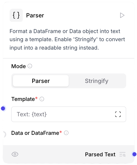 Parser component in Langflow