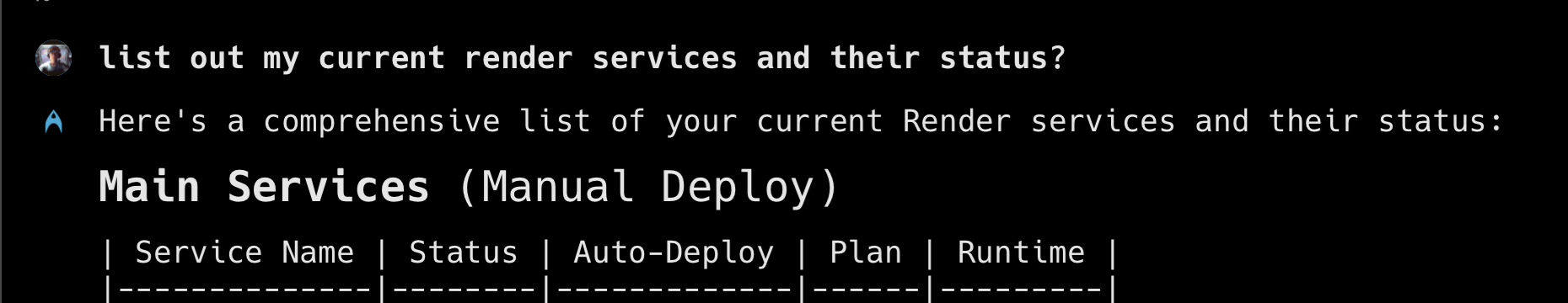 Render list services